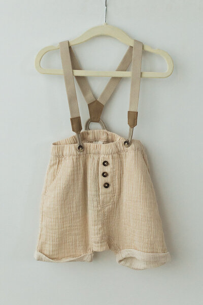pinstripe shorts with suspenders for baby boys