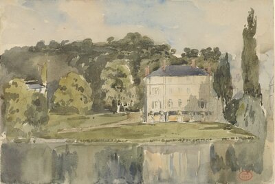 water color of waterfront chateau