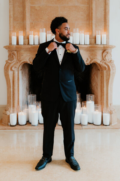 Luxury Wedding with Groom in Bow Tie and Candles