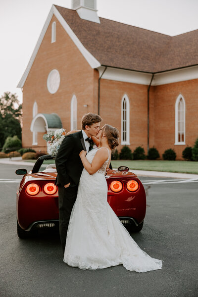 A bride and groom on their wedding day in North Carolina