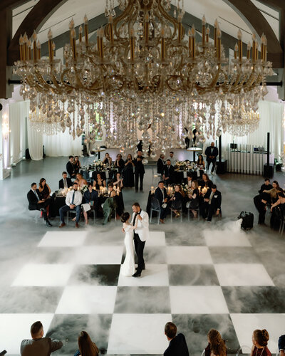 Wedding party celebrating with couple Austin photographer