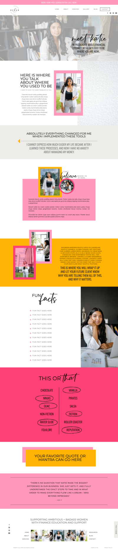 long screenshot of a website that the designer made