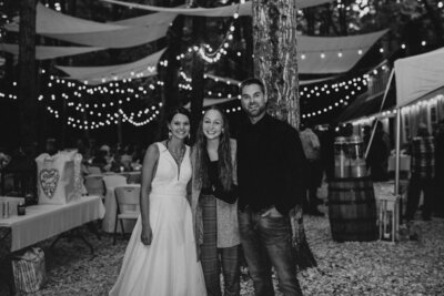 A photographer taking a photo with a couple on their wedding day