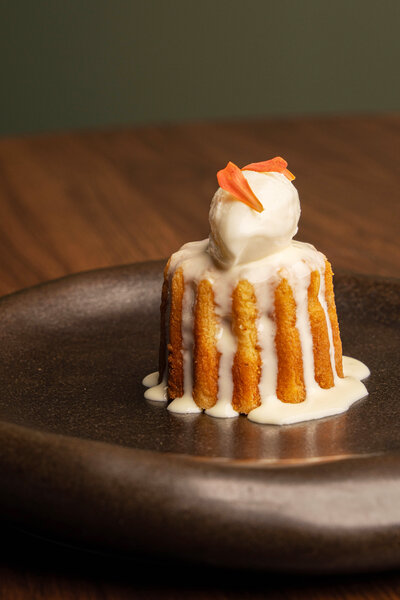 Artfully plated dessert from Chef Adriano Cappuzzello’s tasting menu at Revé