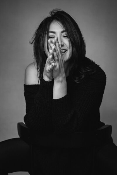 Alex Blair in colorful dress