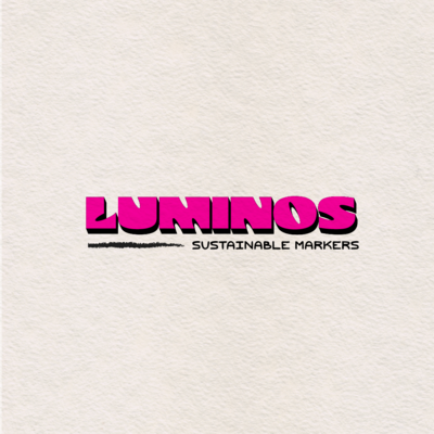 hot pink words saying luminos sustainable markers