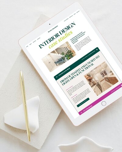 ipad mockup of interior design website design