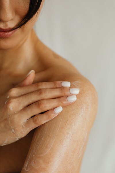 soapy bare shoulder