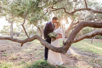 A joyful and candid portrait of the newlyweds during their St. Pete elopement, showcasing their happiness and love.