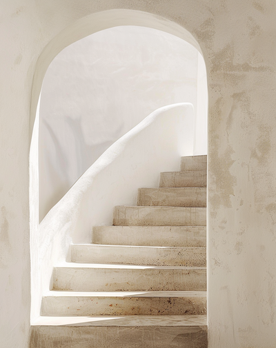Arched doorway into stairwell