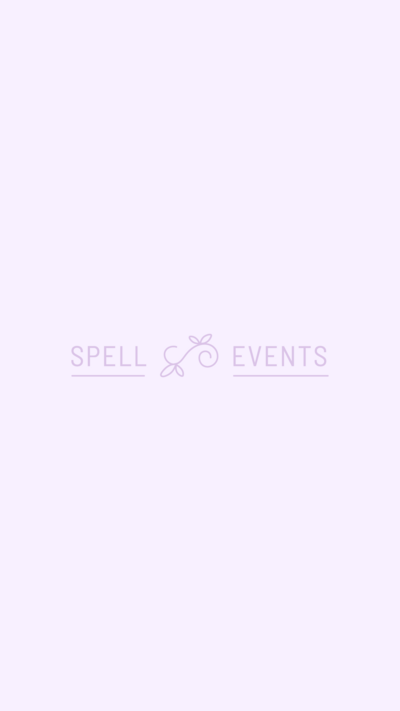 Spell Events purple logo on a lavender background