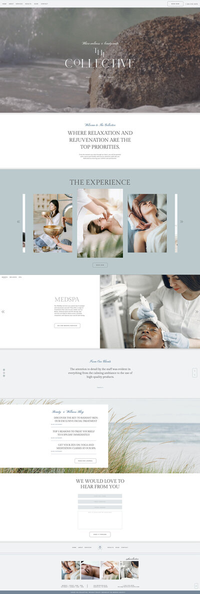 homepage design of showit template