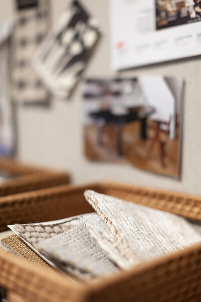 A box of carpet samples