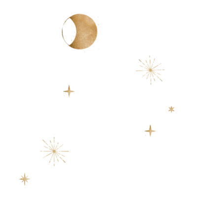 Gold moon and stars design element