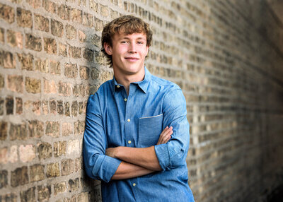 A high school senior in an alley in Palatine.