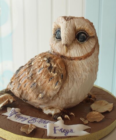 sculpted owl cake