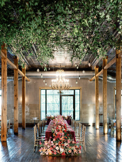 wedding ceremony with flowers designed by Indiana wedding florists