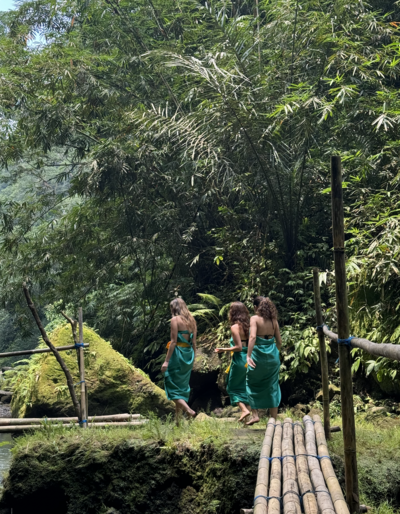 A group of woman hugging and connecting in Bali