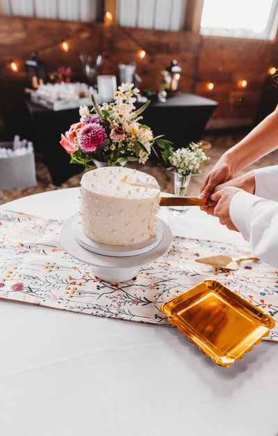 cake cutting wedding photography