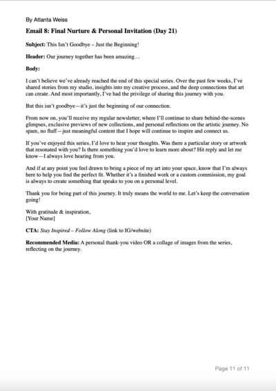 Screenshot of Email 8 – The Long-Term Connection email template. 