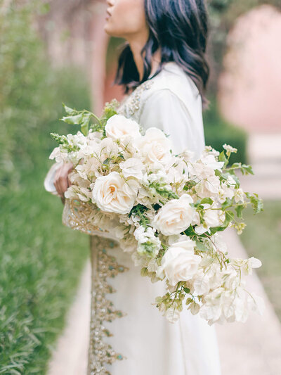 A bride with her bouquet by San Diego wedding florist Sisti & Co.