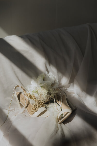 wedding shoes in light and shadow