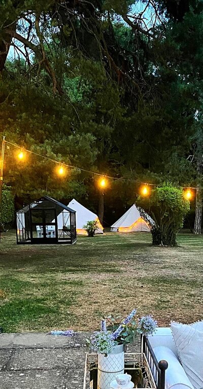 Hire our beautiful bell tents as an add-on to our luxury picnics