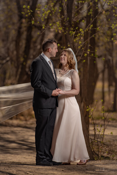 floyd lamb park elopement wedding bride and groom in purple dress and white button down shirt and dress pants gazebo by  las vegas wedding photographers mk delacy