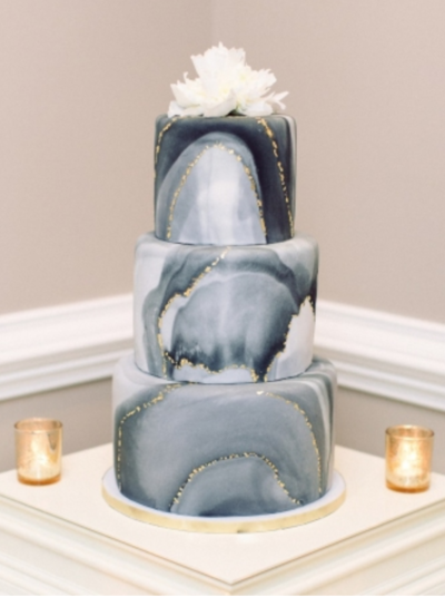 Kelley Cannon Events Black Marble Wedding Cake