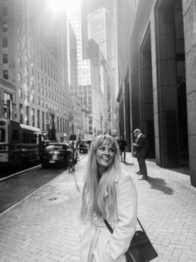 lauren shearon photo in new york city black and white image in the financial district
