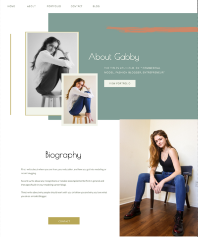 website design for an about page