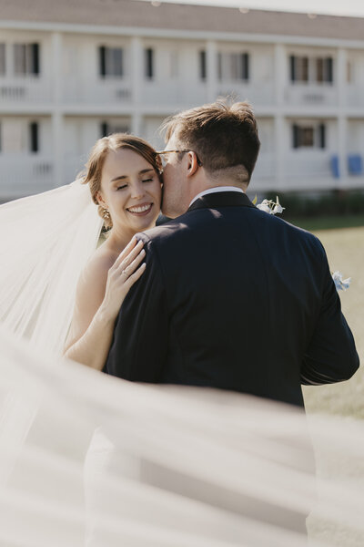 Bride and groom during the summer