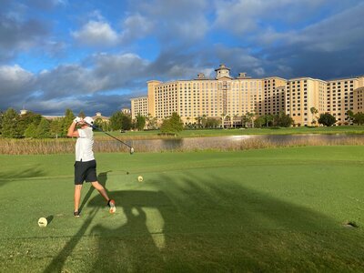 Marcia at a golf tournament in Orlando resort. 