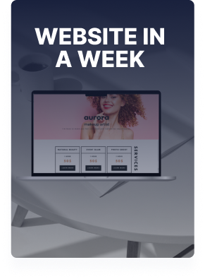 Fast-track website design service mockup featuring Aurora brand on a laptop screen
