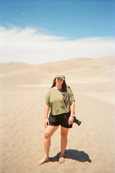 A picture of Hill country wedding photographer on sand dunes