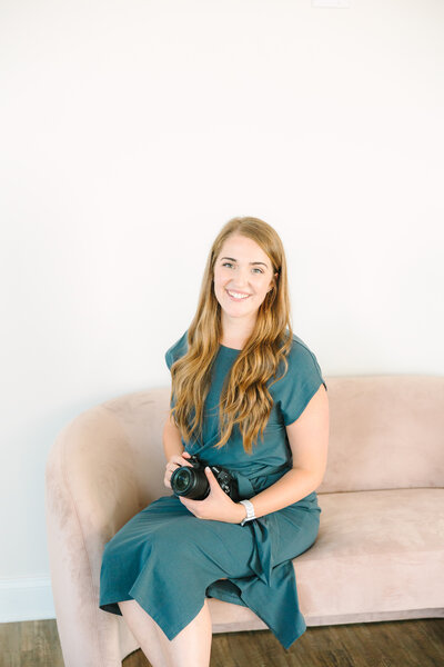 Baltimore Wedding Photographer, Cait Kramer smiles in light blue dress