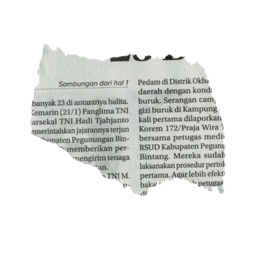 Torn newspaper piece