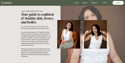 Northwest Arkansas esthetician website screenshot