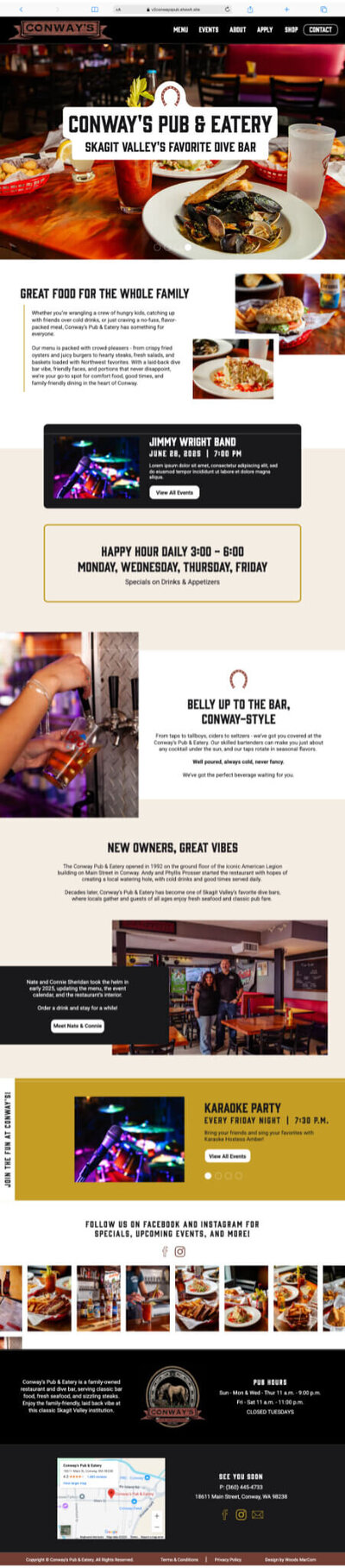 Search Optimized Website Design for local restaurant, Conway's Pub & Eatery