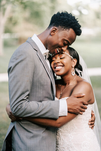 Bride and Groom cracking jokes at their Bradford Estate wedding in Hainesport New Jersey