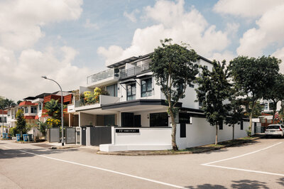 Three storey house view from the outside