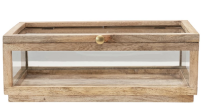 Mango Wood and Glass Display Box with Lid