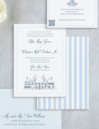 Semi custom wedding invitation with monogram