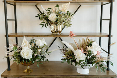 wedding floral designer - vases on shelf