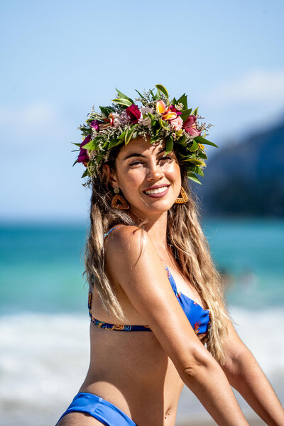 Lagoon photo of a woman taken by one of the best big island photographers
