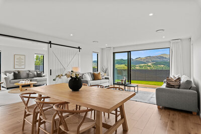 living room with a view over Christchurch