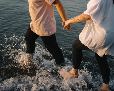 adventurous documentary beach engagement photo