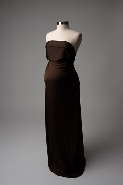 Brown one-piece maternity fabric wrapped strapless