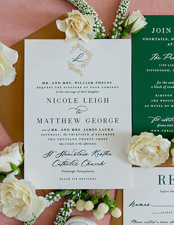 Romantic Monogram Wedding Invitations