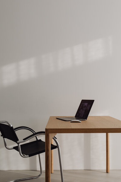 home office desk and laptop